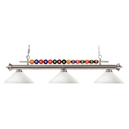 Z-Lite Shark 3 Light Billiard Light, Brushed Nickel & Matte Opal 170BN-AMO14